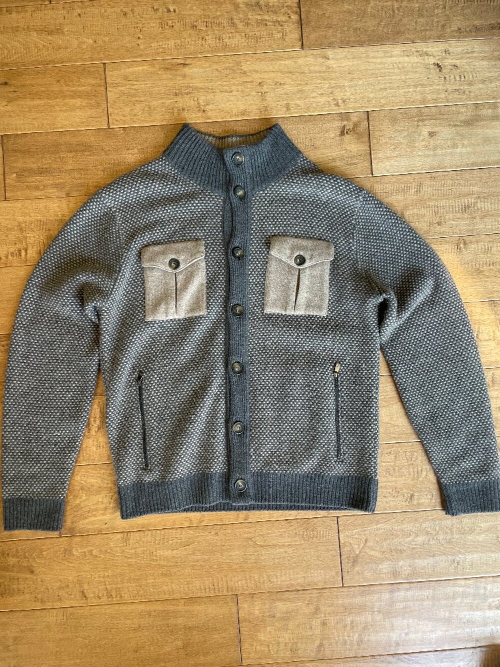 Corneliani Italy Heavy Wool Cashmere Knit Jacket Cardigan Pockets L / 50
